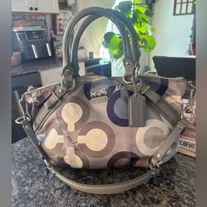 Coach Madison Clover Sophia Signature Logo Satchel Gray Sateen
Leather